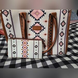 SHEIN Geometric Tote Bag - Pink, Brown, and Black